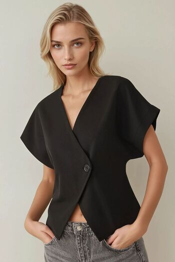 Hiccup Wide Shoulder Deep V-Neck Body-Hugging Vest Top