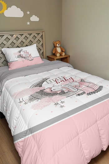 EVPANYA Sleepy Rabbit Patterned Single Quilt and Pillowcase