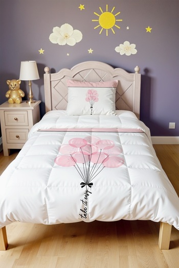EVPANYA Pink Balloons Patterned Single Duvet and Pillowcase