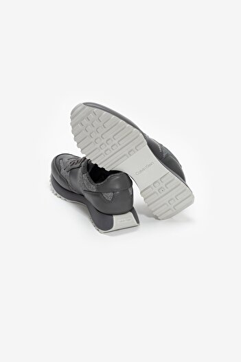 Calvin Klein Gri Erkek Deri - Kumaş Sneaker LOW TOP LACE UP WOOL