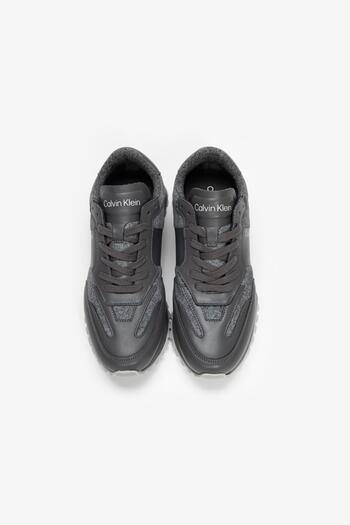 Calvin Klein Gri Erkek Deri - Kumaş Sneaker LOW TOP LACE UP WOOL