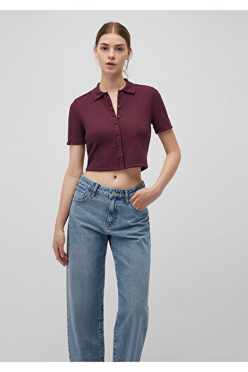Mavi Claret Red Polo Crop T-shirt - Slim Fit, Slim Fit 1612646 -87830