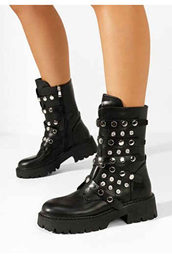 B T Shoes Ghete inalte dama Lottie negre