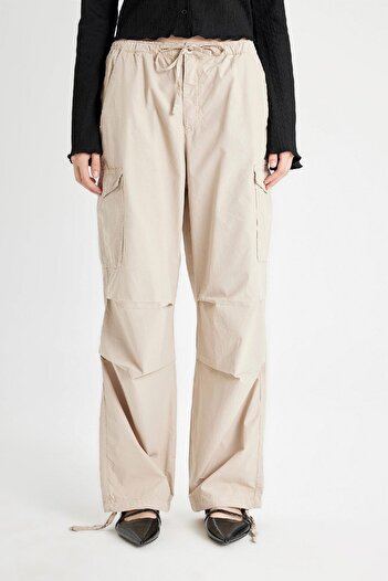 DeFacto Παντελόνι Coool Parachute Poplin Basic ίσια τσέπη ελαστική μέση A6266ax24au