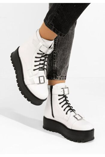 B T Shoes Ghete cu platformă Astrid V5 albe