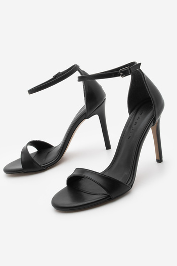 Marjin Women's Oval Toe Strap Sandals Torhen Black Heels