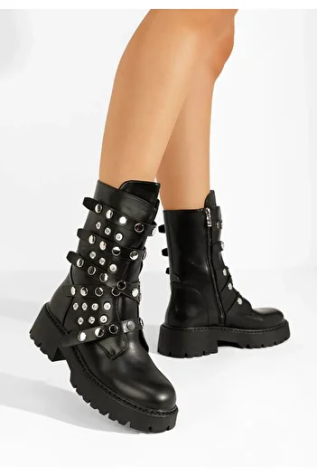 B T Shoes Ghete inalte dama Lottie negre