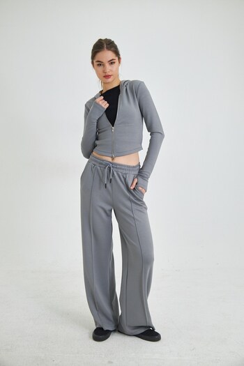 The Champ Clothing Modal Fabric Tailored Pants with Zipper Sweatshirt, Hoodie and Wide Leg