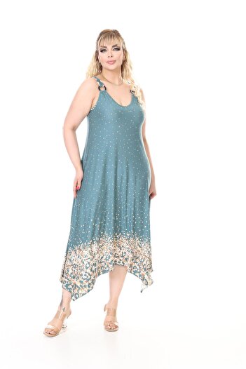 mezura tekstil Summer Strap Combed Cotton Asymmetrical Cut skirt Large Size Dress