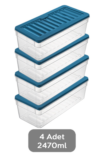 Meleni Home Set of 4 Deep Microwave Compatible Organizers 2470ml Blue
