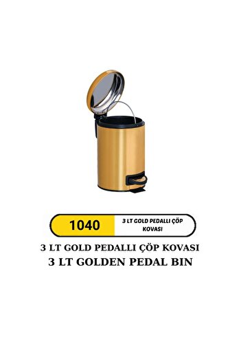 Arı Metal ARI METAL 3 LİTRE GOLD PEDALLI ÇÖP KOVASI AMORTİSÖRLÜ
