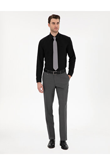 Pierre Cardin Siyah Regular Fit Uzun Kollu Basic Gömlek 50307198-VR046