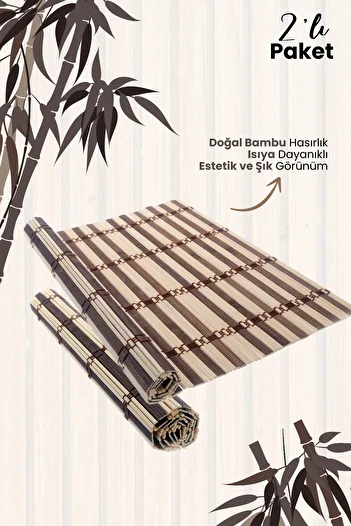 rubihome 2-Piece Bamboo Foldable Natural Wicker