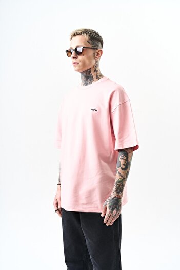 Respire Ανδρικό μπλουζάκι Respire Text Λεπτομερές Oversize Salmon
