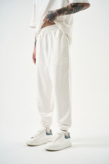 Respire Men's Basic Jogger Sweatpants Ecru Shoes