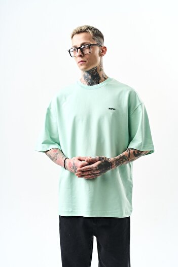 Respire Ανδρικό μπλουζάκι Oversize, Respire Text και Water Green χρώματα