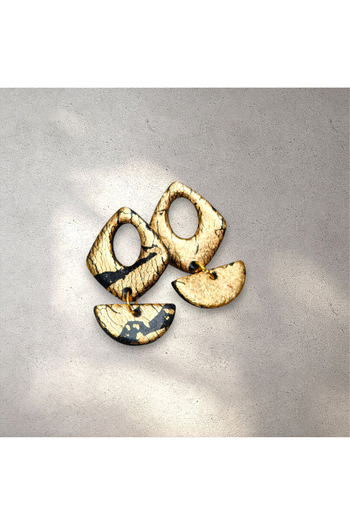 Lu Atelier Oriana- Handmade Special Design Gold Leaf Earrings