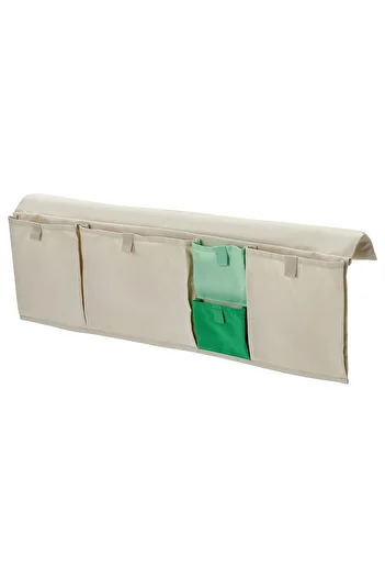 IKEA Bedside Storage Pocket 75 x 27 cm Organizer Pocket with Compartments Polyester Mobile Pocket Beige