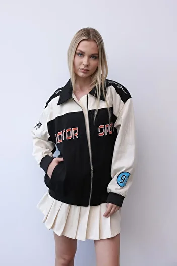 SUFFLE WEAR Black - Unisex Gabardine Biker Jacket
