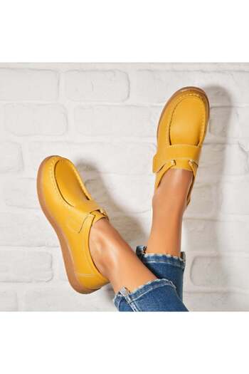 Joana Women's Loafers Natural Leather Yellow Genesi