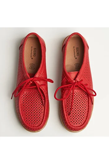 Joana Women's Loafers Natural Leather Red Jyana