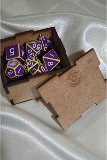 DiceLand DND RPG Dungeons and Dragons 7'li Runik Çizgiler Zar Seti – Sarı & Mor