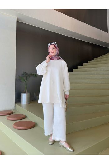 Moda Lippa Cream Muslin Trousers Loose Suit