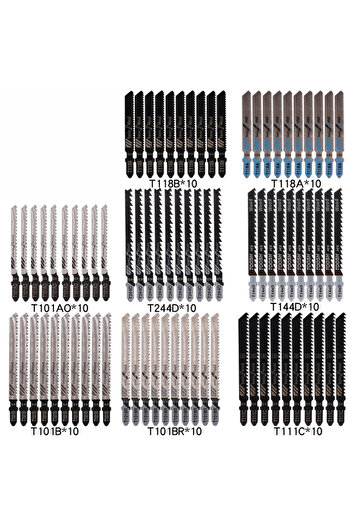 Choice 80 Pcs Multifunctional cutting 80 Pcs Curve Saw Blade Set Assorted T-Shank Replacement Blades for Wo