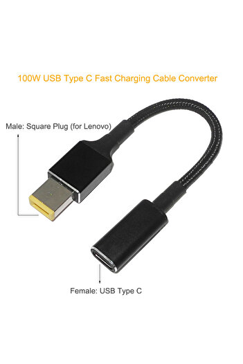 Choice Cable 100W USB Type C Female to Square Plug Converter USB-C Fast Charging Cable Laptop Dc Power Adap