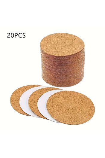 Choice 90x1mm c-Brown-20pcs 20 Pieces Cork Coasters, Self-adhesive Cork Coasters, Insulated Solid Color Pla