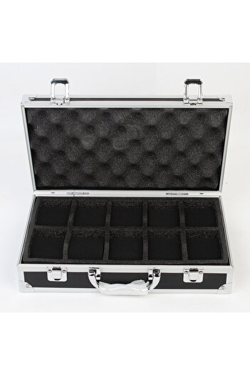 Choice 10 slots black 10/12/18 Grid Aluminum Alloy Black Watch Storage Box Jewelry Collection Box Portable
