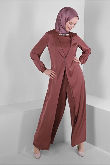 Alvina SATIN JUMPSUIT 43580 WITH FRONT TIE DETAIL