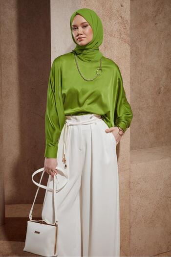 Alvina BAT SLEEVE SATIN BLUZ 44410