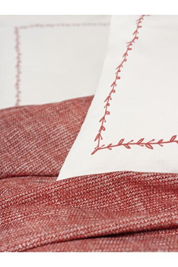 kapsulavm Embrova Chenille Double Bedspread/Pique Set Loom Claret Red
