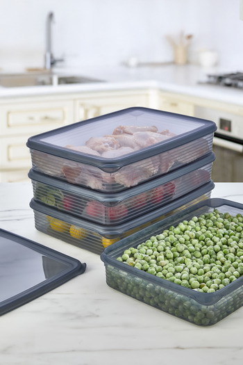 Kitchen Life 4 Pieces 2300 ml Refrigerator and Microwave Storage Container - Refrigerator Organizer Storage Box