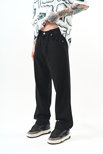 Respire Men's Piece Dye Baggy Pants Black