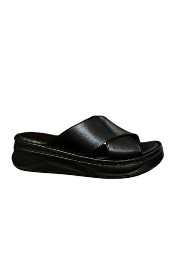 Kristal Kr.44 Anatomical Sole Inside and Outside Genuine Leather Cross Women's Slippers