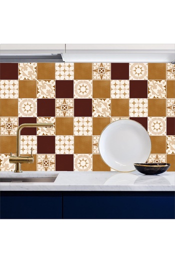 Bigaimaj Modern Tile Patterned Coffee Kitchen Counter - 60Cmx100Cm, Adhesive Foil Coating