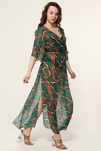 Bolder Lolita Green Chain Pattern Beach Dress