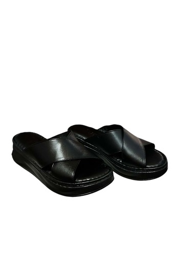 Kristal Kr.44 Anatomical Sole Inside and Outside Genuine Leather Cross Women's Slippers