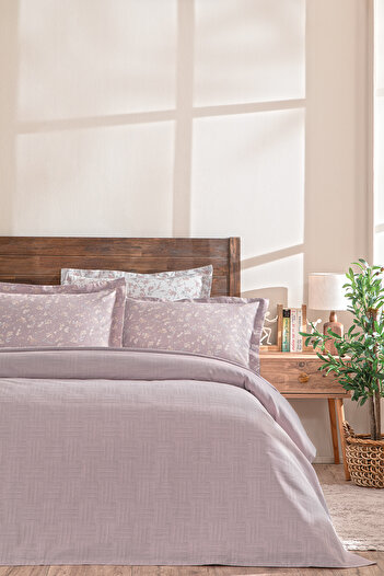 Puffy Elois Single Bamboo Pique Set - Plum