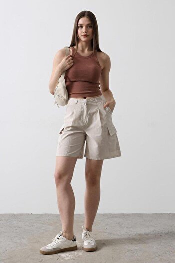 fh fashionhere Cargo Pocket Shorts - Stone