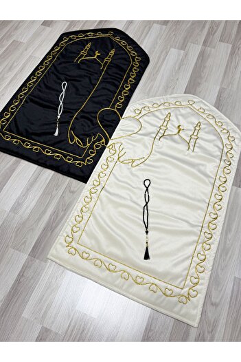 AYHANHOME Heart Rhythm Paired Couple Prayer Rug with Rosary Bride and Groom Bundle Gift Dowry Holder