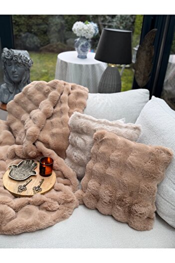 sevaradekor Fetă de pernă de pluș Pernă pufoasă Pernă de pluș pe o singură față 40 x 40 Bubble Plush Pernă pătrată