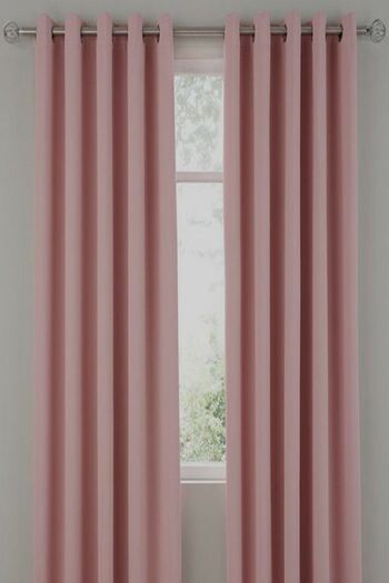 farbateks Pink Rustic Curtain with Eyelet Ring Pipe Ring Decoration Curtain