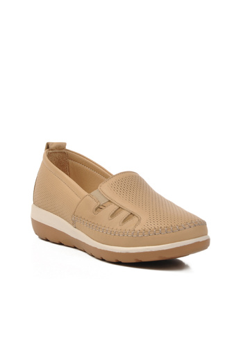 Voyager Beige Genuine Leather Women's Casual Shoes Z110 Z