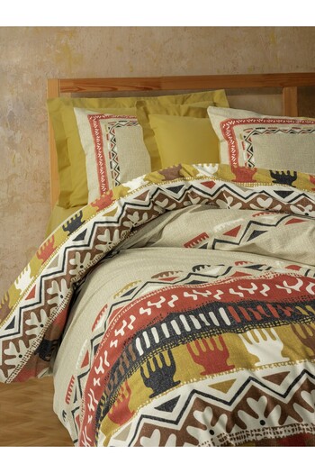 Cotton Box Magnus Mustard Ethnic Double Duvet Cover Set