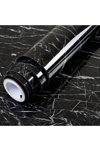 Flippy Tapet Autocolant Pentru Bucătărie, Flippy, Efect Marmură, Folie Autoadezivă, 40cm x 100cm, Negru