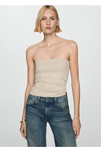 MANGO Woman Strapless Knitwear Blouse