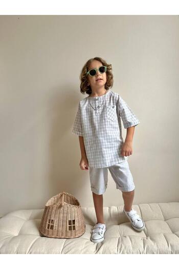 YİGİT BUTİK Yigit Butik Poplin Fabric Boy's Shorts Suit